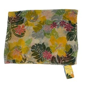 NWT ABC Stores Floral Hibiscus Sarong 60x40” Yellow/Green